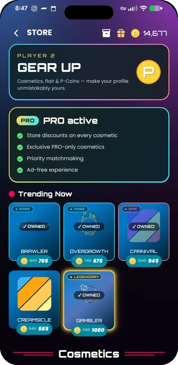 Player 2 app screenshot: Store