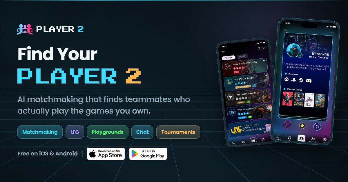 Player 2 — Encontre Parceiros de Jogo | O Companheiro do Gamer
